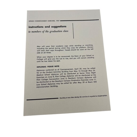 1967 Univ of Michigan Graduation Program w/ Insert - Michigan Stadium - Picture 12 of 12